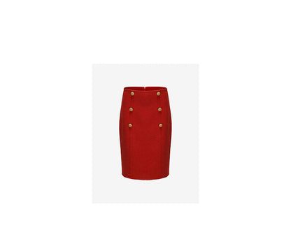 ATELIER MISS LU Fall/Winter cut-out double-breasted wool tweed skirt - DORCAS