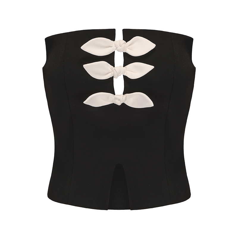 AtelierMiss LU Contrasting Rabbit Ears Ribbon Design Bandeau Top - CANDA