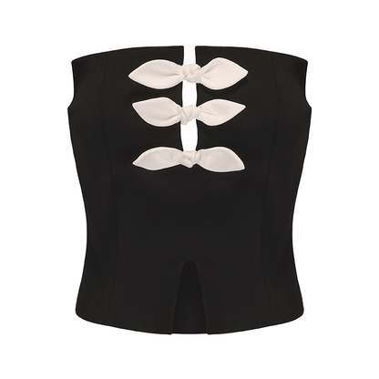 AtelierMiss LU Contrasting Rabbit Ears Ribbon Design Bandeau Top - CANDA