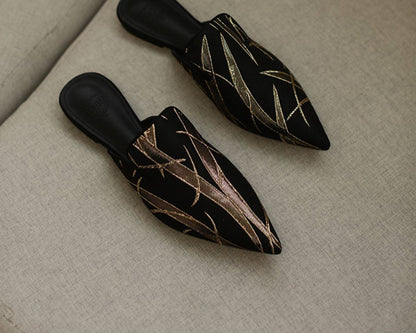 B-FEI Japanese classical pointed toe flat bottom satin slippers-SOPH.