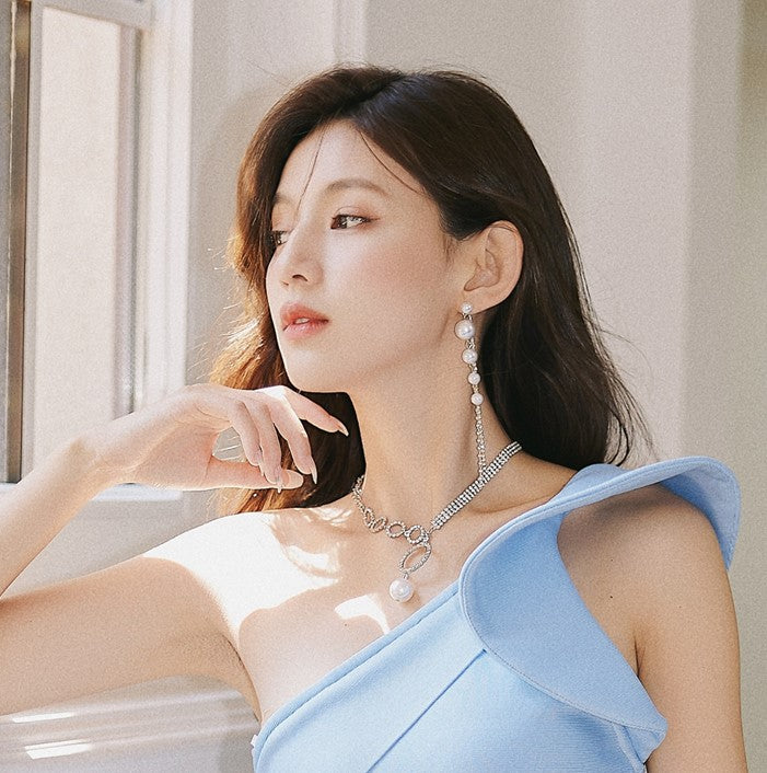 DOLLY Elegant European Style Diamond Pearl Tassel Chic Earring-CAMILA