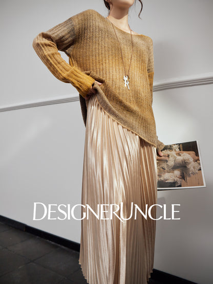 DGU "Tan Oak" khaki wool knitted new versatile slimming high-end design top - Noa.