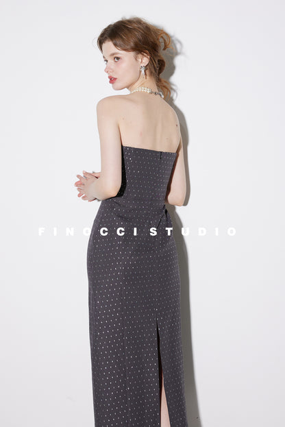 High-end hot silver star pencil straight cocktail dress - Tina