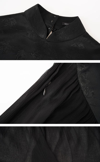 HECO New Chinese Acetate Jacquard Mesh Stitching T-Shirt - ANGEL.