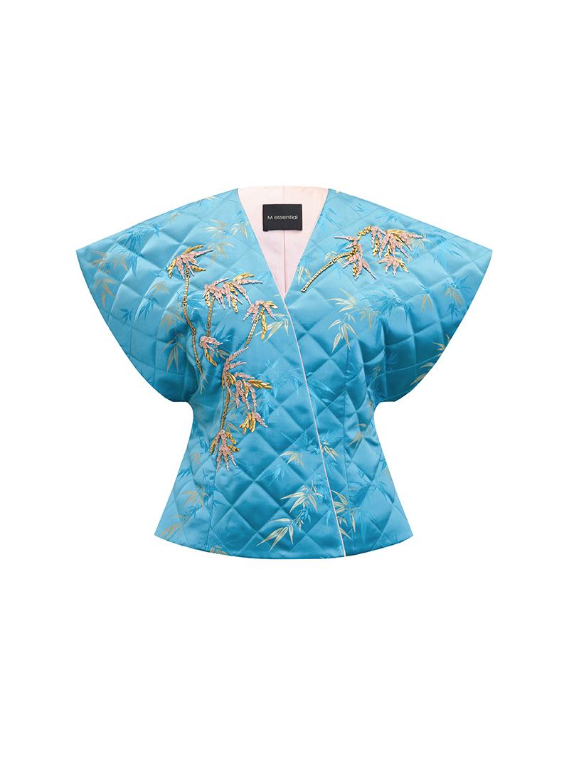 M essential Ma Kai designer golden autumn bamboo nail beads vest - bran.