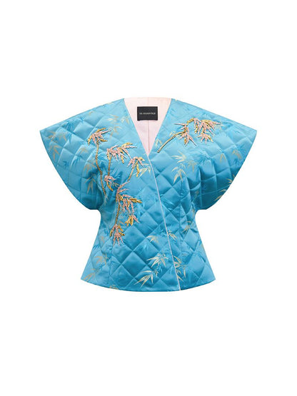 M essential Ma Kai designer golden autumn bamboo nail beads vest - bran.