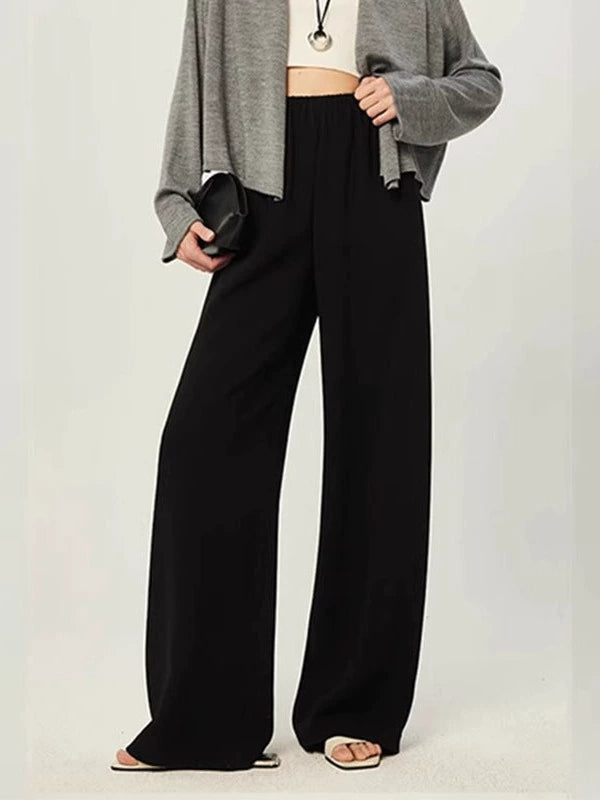 NOTHING WRITTEN  triacetate wrinkle long leg one-piece air pants-IRIS.