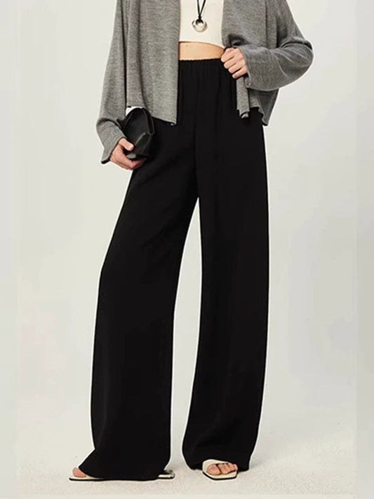 NOTHING WRITTEN  triacetate wrinkle long leg one-piece air pants-IRIS.