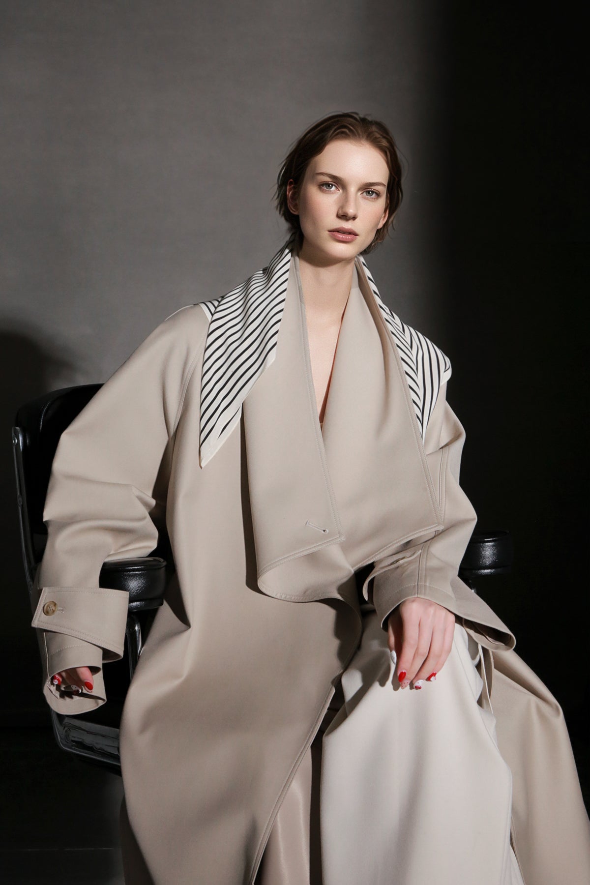 PIAOIN Haute Couture Large-lapel Silhouette Trench Coat Jacket -BECK