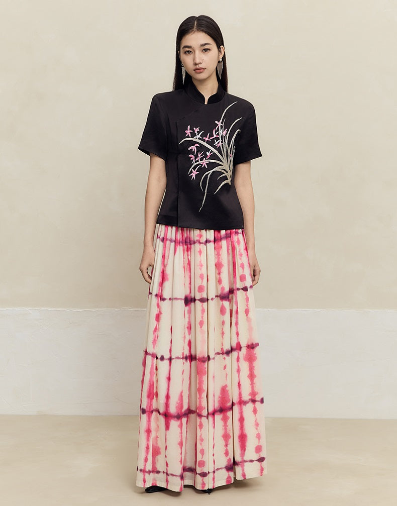 HECO 100% Cotton pink High Waist Swing Skirt Women - grace.