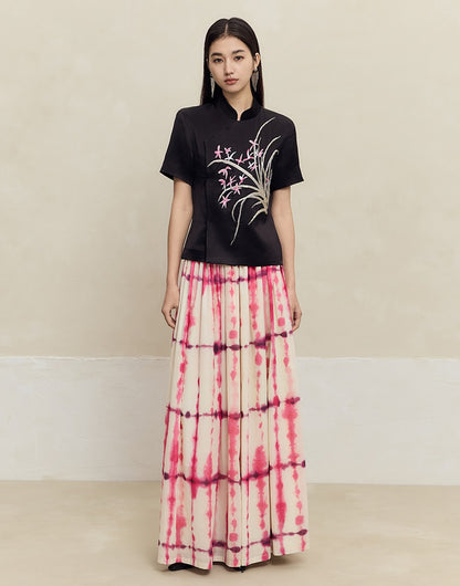 HECO 100% Cotton pink High Waist Swing Skirt Women - grace.