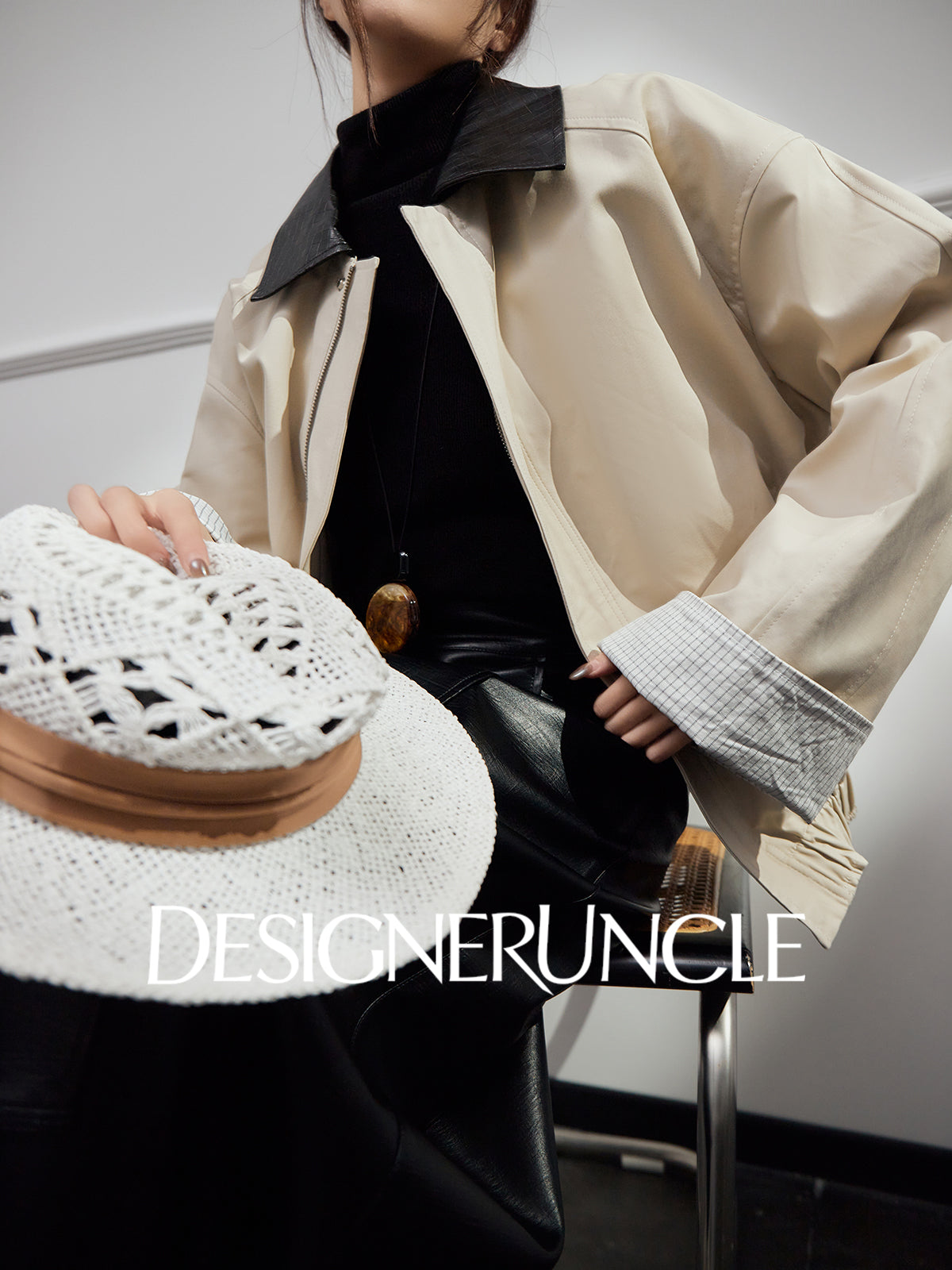 DGU Beige jacket light luxury design sense retro trend niche casual top - TSWR.