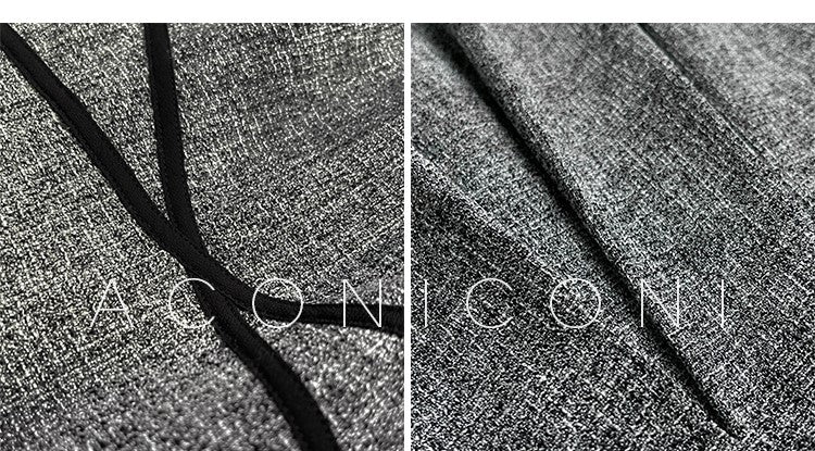 Aconiconi High End Gray V-Neck Sleeveless Hound Sooth Cocktail Dress- Kawashima Girl