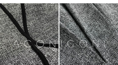 Aconiconi High End Gray V-Neck Sleeveless Hound Sooth Cocktail Dress- Kawashima Girl