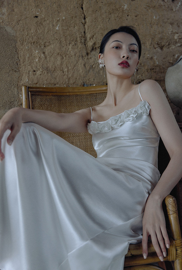 GOUDIN Women's elegant white small evening dress-VIM.