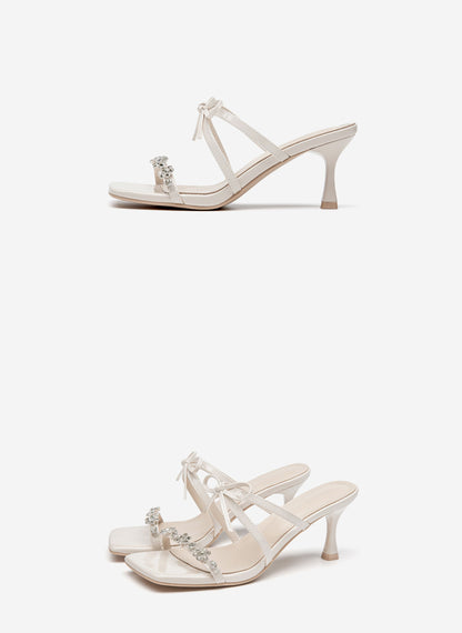 SHOESZOOO Rhinestone Strap Open Toe Sandal Heel - EXTRA.