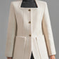 Huanzi 100% wool French square neck minimalist autumn winter white suit blazer - Mianee