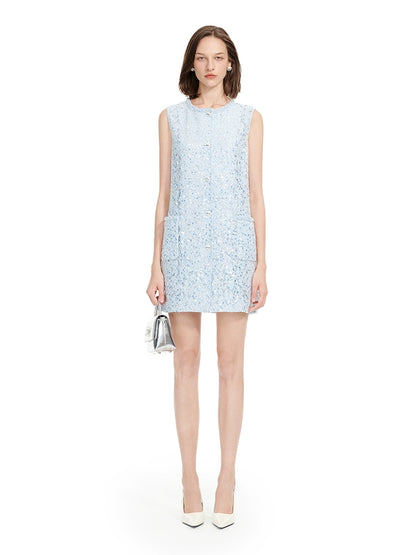 YES BY YESIR | Ye Qians Sequin-Laced Sleeveless Dress -LUMARIA.