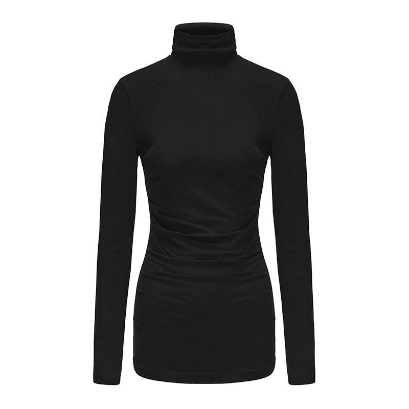 ATELIER MISS LU  Fall/Winter shirred stretch turtleneck top - FRIDAY.