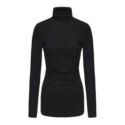 ATELIER MISS LU  Fall/Winter shirred stretch turtleneck top - FRIDAY.