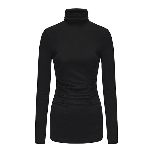 ATELIER MISS LU  Fall/Winter shirred stretch turtleneck top - FRIDAY.