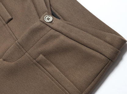 WANGXO | Heavy Acetate Wool Double Waistband Floor-Length Horseshoe Pants-NES.