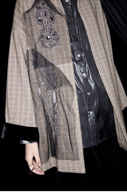 M essential Mackay designer brand embroidered new Chinese cardigan top - grunt.