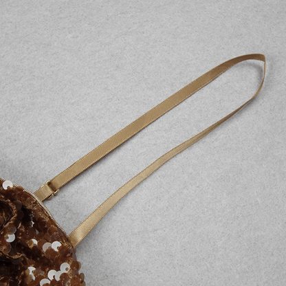 DOLLY High End Brown V-neck Sleeveless Flower Design Long Dress-OVA