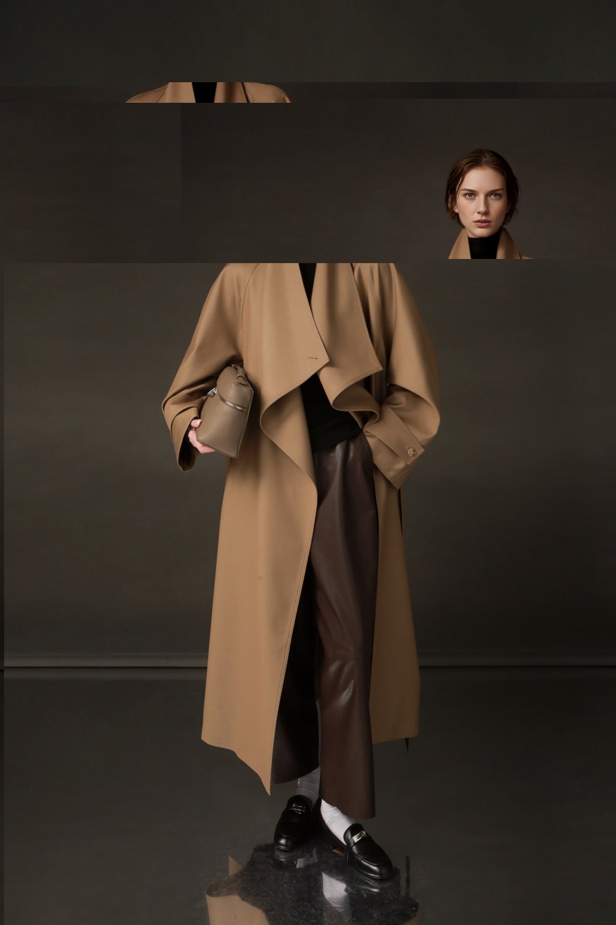 PIAOIN Haute Couture Large-lapel Silhouette Trench Coat Jacket -BECK