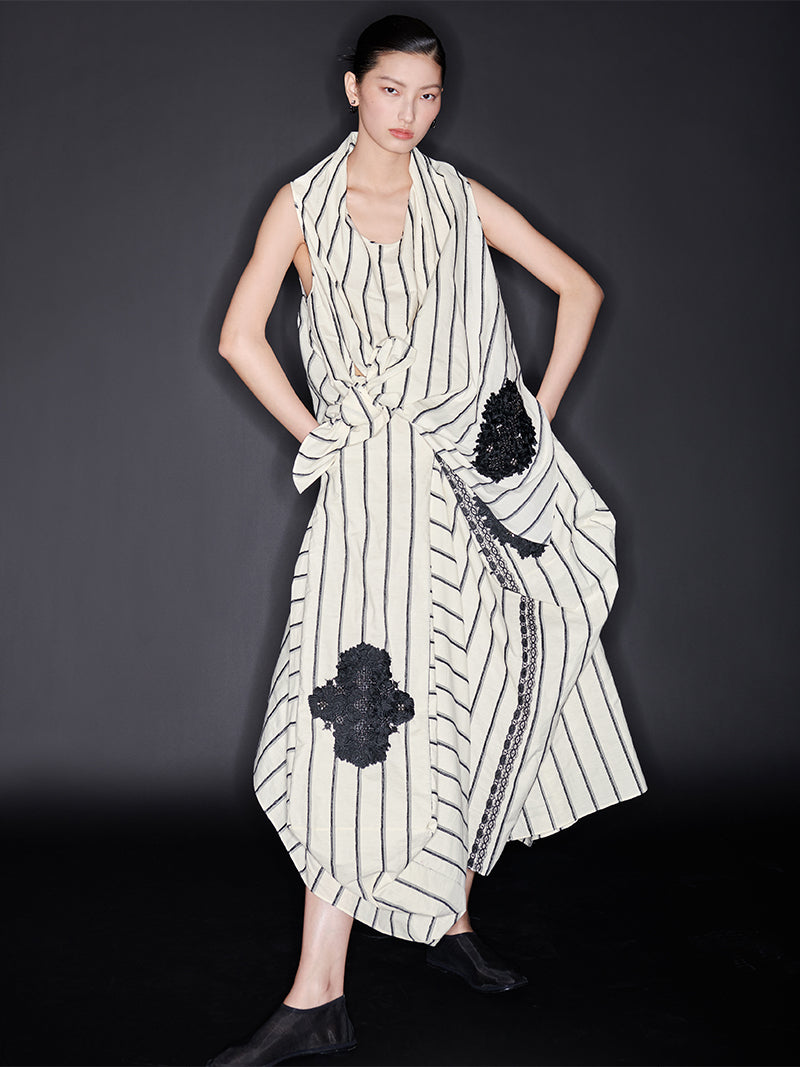 M essential Mackay designer yarn-dyed paismi embroidered knot top skirt set  - Zen.