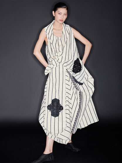 M essential Mackay designer yarn-dyed paismi embroidered knot top skirt set  - Zen.