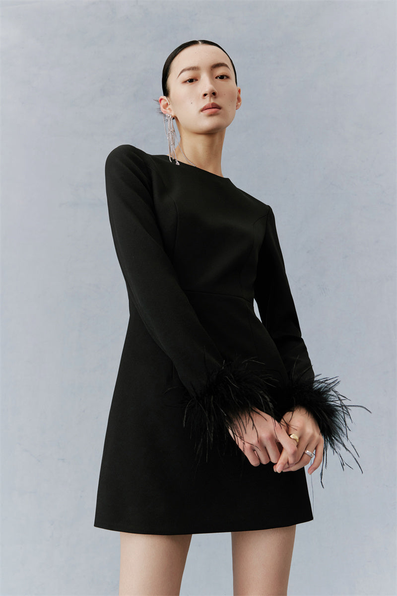 PURITY Elegant Modern Feathers minimalist long-sleeved little black dr – GOOD GIRL REBEL