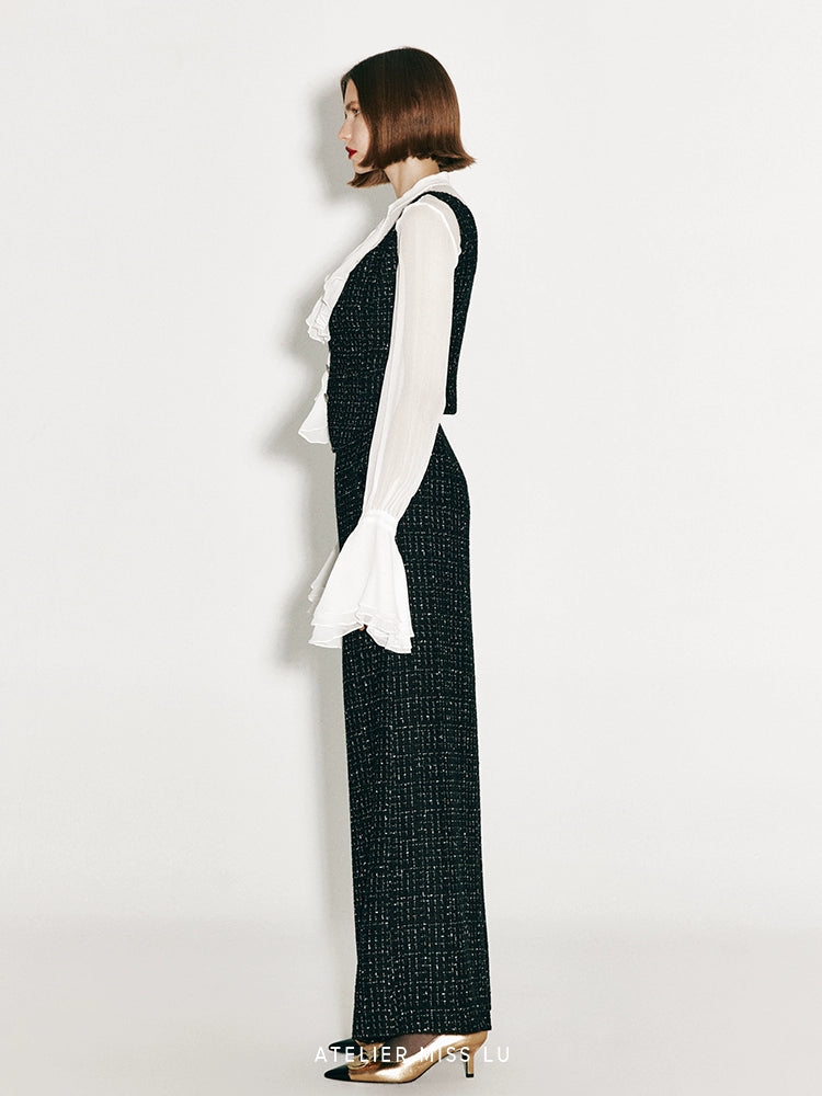 ATELIER MISS LU French Tweed Cropped Vest Top - MAKER