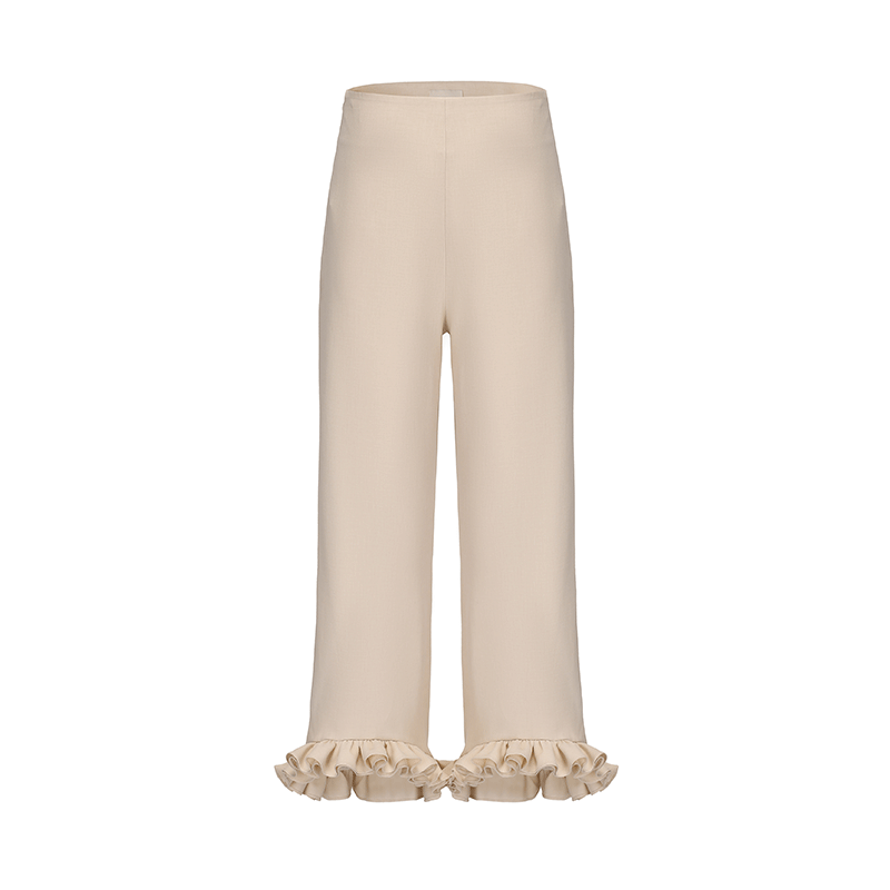 ATELIER MISS LU Genuine Hem Multilayer Rolled Straight Cropped Pants - JONAS