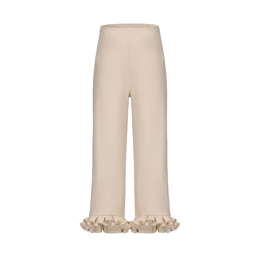 ATELIER MISS LU Genuine Hem Multilayer Rolled Straight Cropped Pants - JONAS