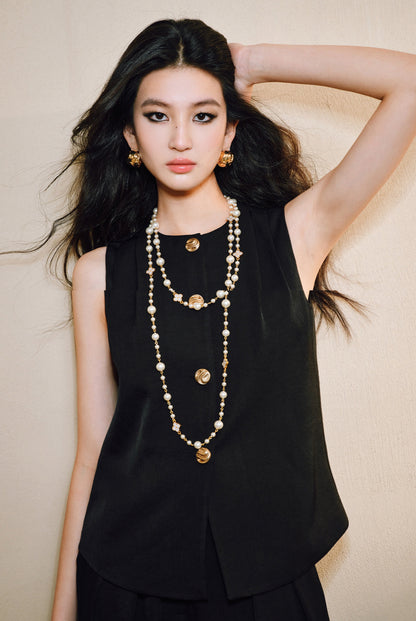 WANGXO | Skin-Friendly Fabric with High-End Metal Buckle Hand-Pinched Layered Urban Suit -NIXI
