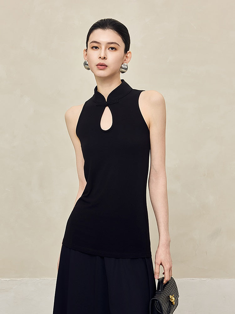 HECO Disc Buckle Knitted Sleeveless Top- ANGLES.