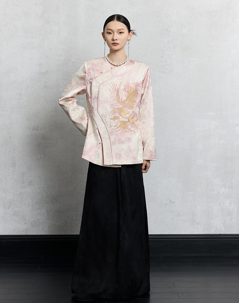 HECO 100% polyester pipa top  apricot phoenix tie-dye jacket women - guts.