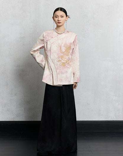 HECO 100% polyester pipa top  apricot phoenix tie-dye jacket women - guts.