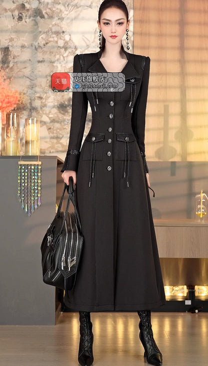 VJE Women's splicing long sleeve long dress- SOJ.