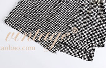 Le Palais Vintage Original Irregular Long Woolen Houndstooth Skirt - Mma.