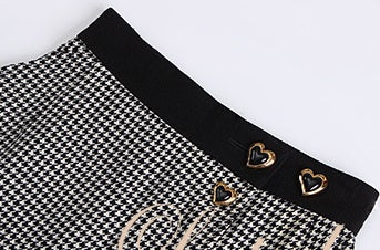 Le Palais Vintage Original Irregular Long Woolen Houndstooth Skirt - Mma.