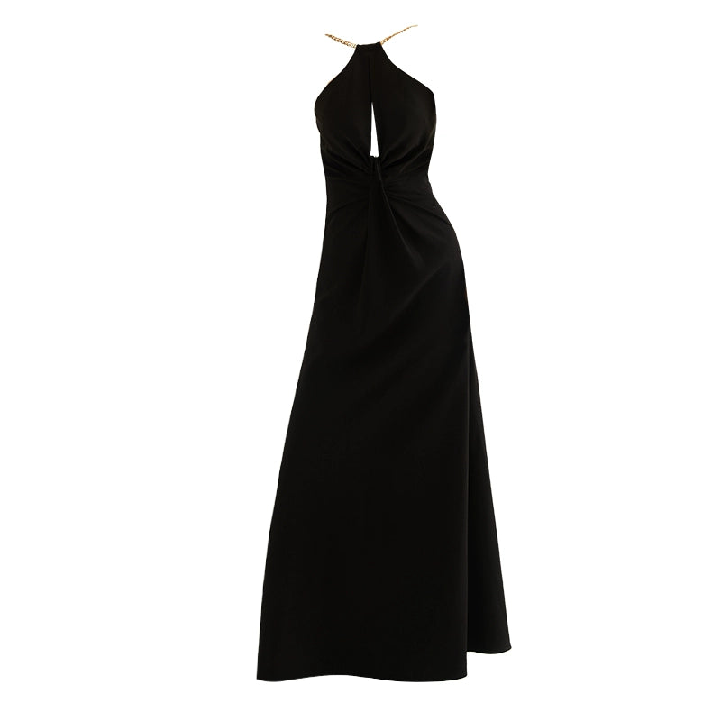 GOUDIN women's black long style light luxury high-end banquet dress-SOM.