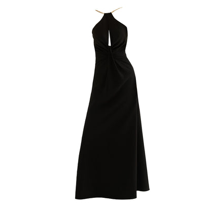 GOUDIN women's black long style light luxury high-end banquet dress-SOM.