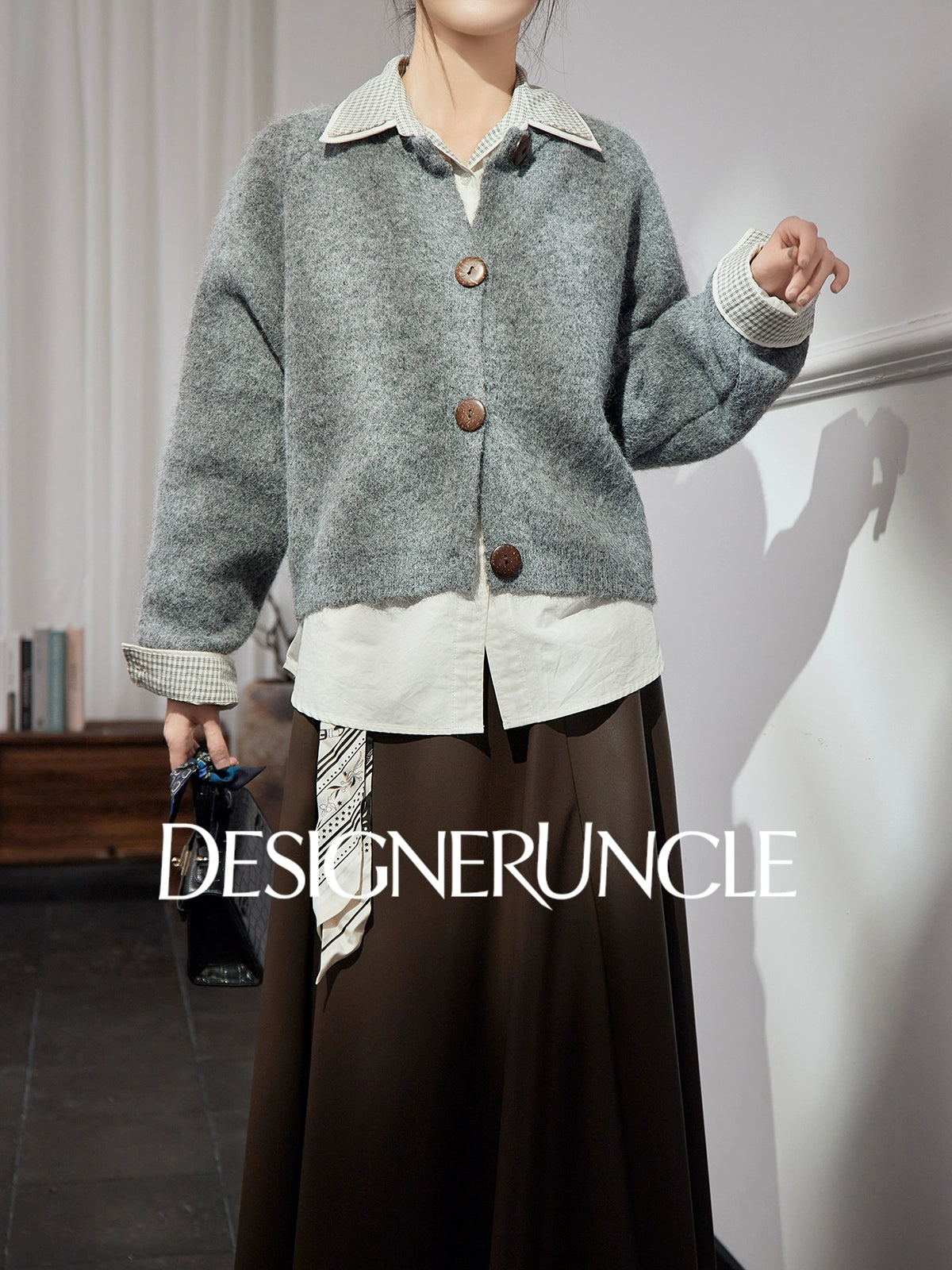 DGU "Mist Blue" gray autumn new loose outerwear versatile slimming top - JONES.