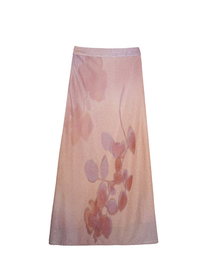 HECO Chinese gradient floral flowing temperament skirt - SWAED.