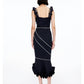 Elegant lace hand-decorated floral slim fishtail  lbd black dress - Kate