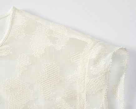 COMME MOI white silk embroidered midi dress - ISREAL.