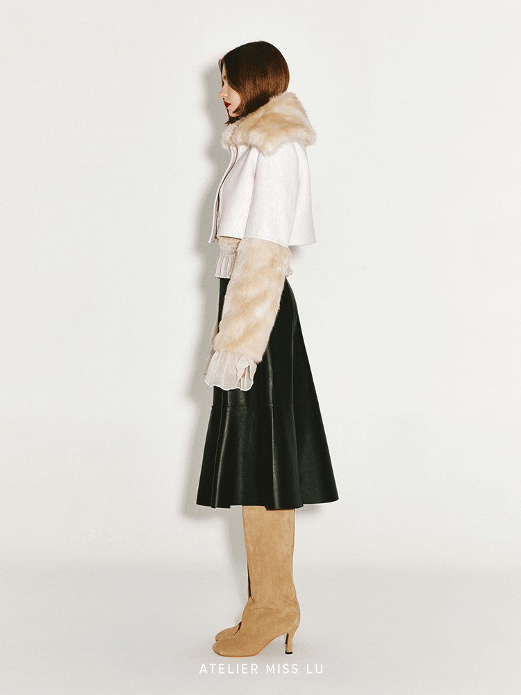 ATELIER MISS LU faux fur and sheep wool reversible short Coat - JANINE.