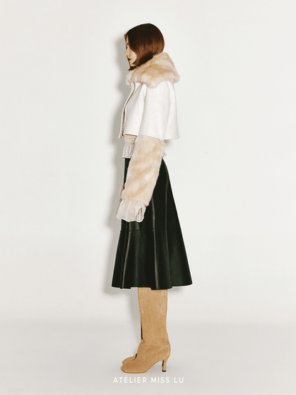 ATELIER MISS LU faux fur and sheep wool reversible short Coat - JANINE.
